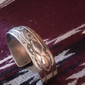 UNISEX NAVAJO NATIVE  AMERICAN STERLING SILVER CUFF BRACELET. SIGNED$65.00 FIRM.